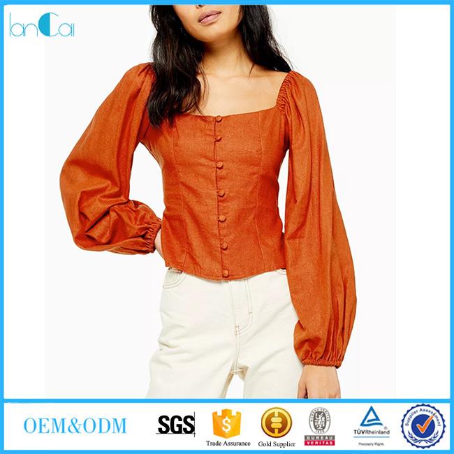 Wholesale Women Linen Long Sleeve Top